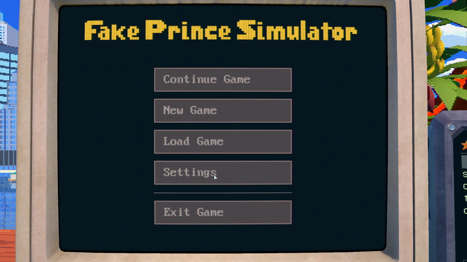 the main menu