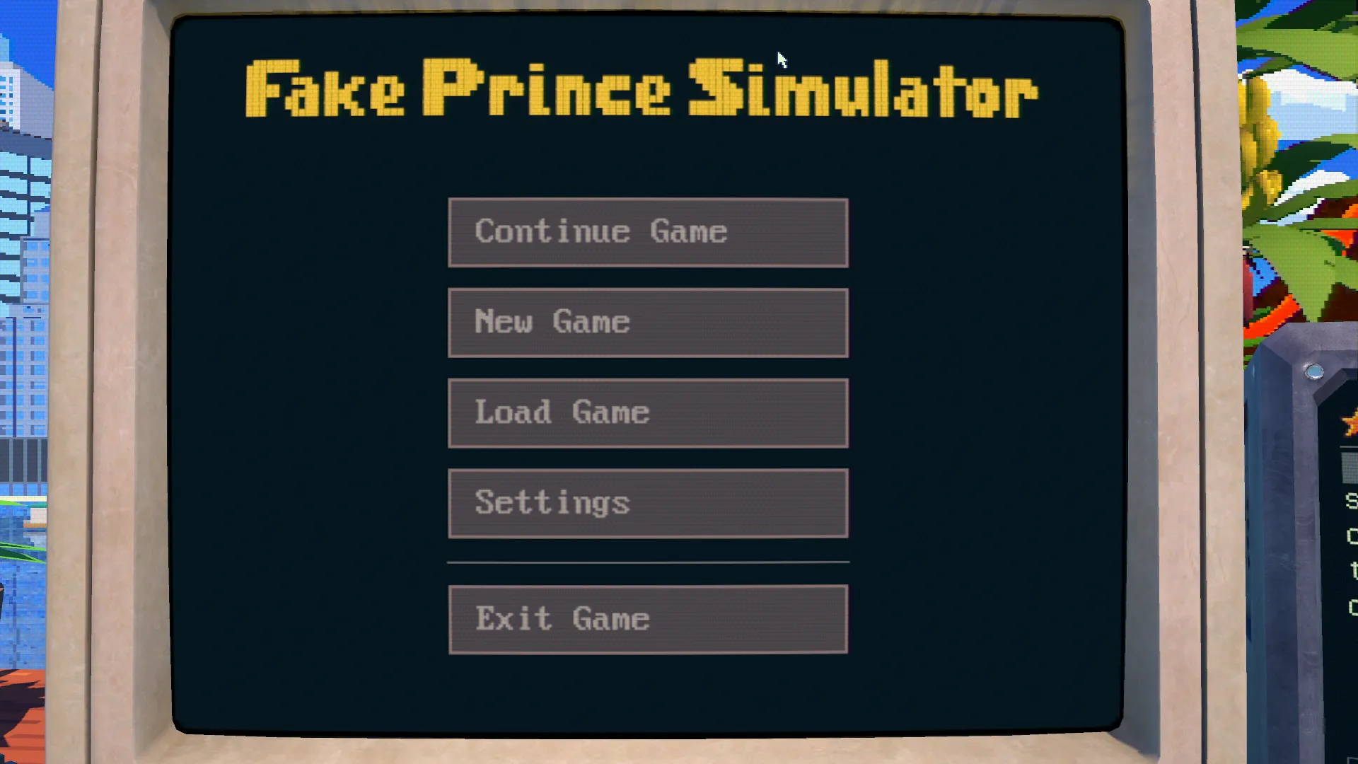 the main menu